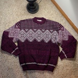 Vintage Hardwood & Pine Purple and White Fairisle Crewneck Sweater- Medium